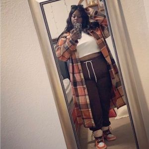 Plus Size Shein orange and brown shacket